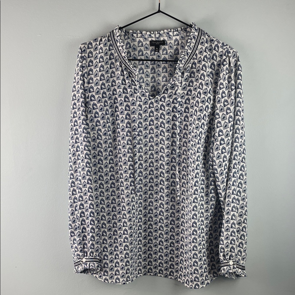 Talbots Bird Cage Blouse Size M Petite